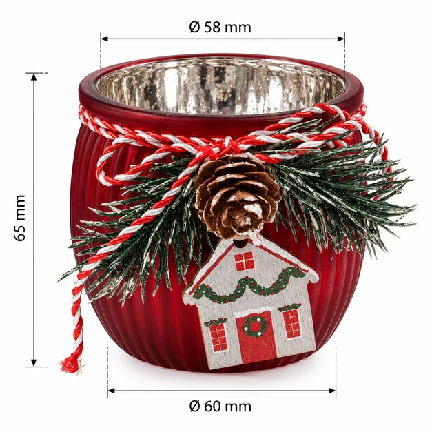 Frasco de Vidrio Navideño Rojo con Decoración Rústica 200ml - Imagen 2