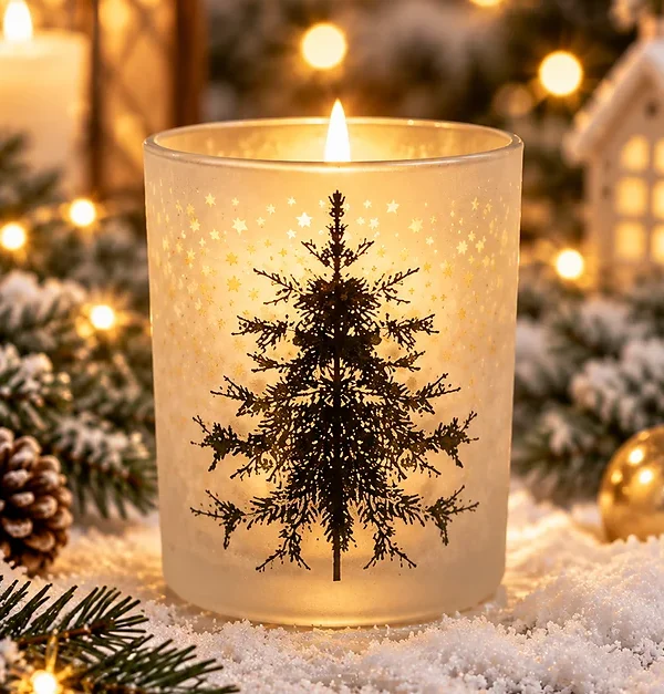Frasco de Vidrio Navideño Árbol verde de Navidad