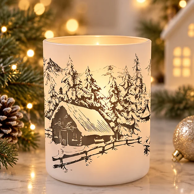 Frasco de Vidrio Navideño Casa nevada - Imagen 2