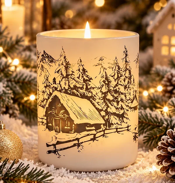 Frasco de Vidrio Navideño Casa nevada