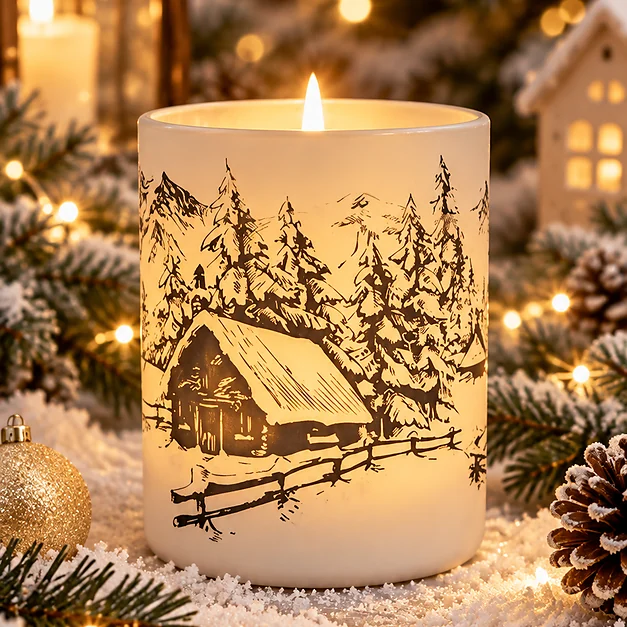 Frasco de Vidrio Navideño Casa nevada