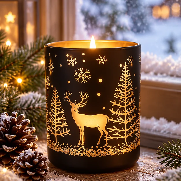 Frasco de Vidrio Navideño Reno Negro mate - Imagen 2