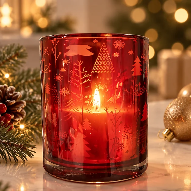 Frasco de Vidrio Navideño Bosque Rojo - Imagen 2